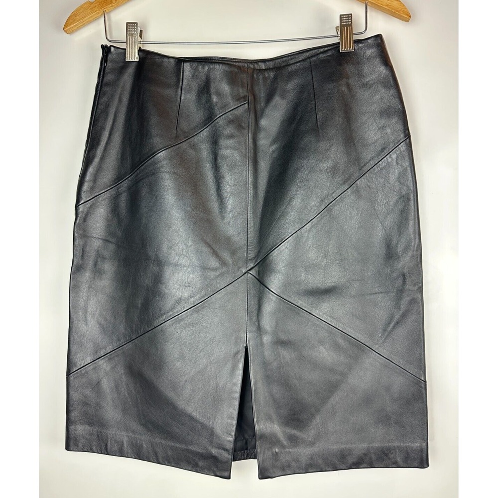 Valerie Stevens Separates 100% Leather Skirt Soft Black Pencil 90's Y2K Size 8 - Picture 10 of 15